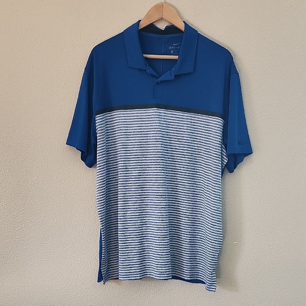 Nike Golf - Tiger Woods Vapor Striped Dri-FIT Polo Shirt - Blue